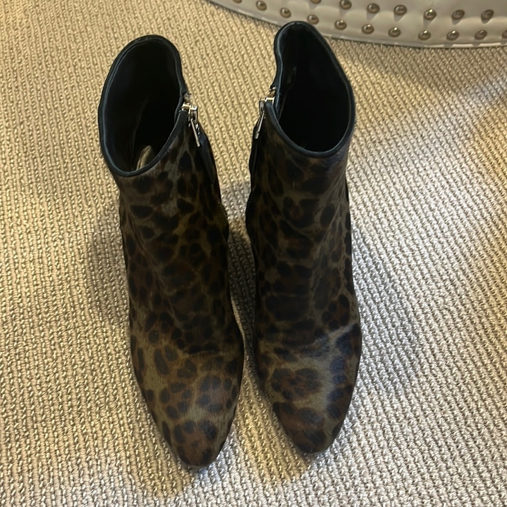 Leopard wedge booties